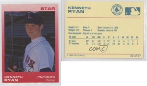 1988 Star Lynchburg Red Sox Ken Ryan #22
