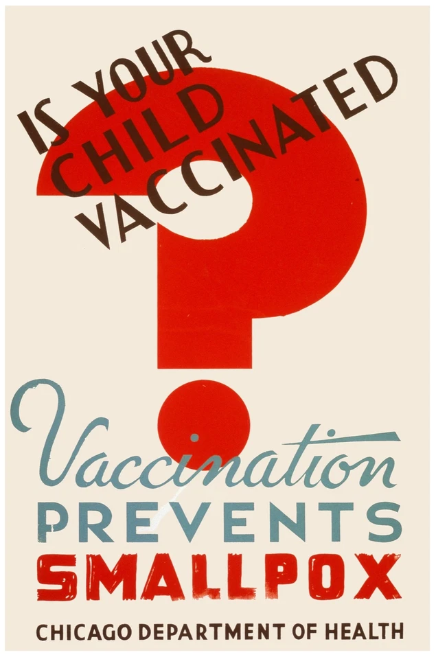 7472.Chicago department of health.vaccinations.small pox.POSTER.art wall decor - Image 1 of 1