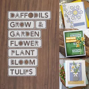 Bloom & Grow Block Sentiment Words Cutting Dies – Garden Flowers Plant & More - Picture 1 of 5