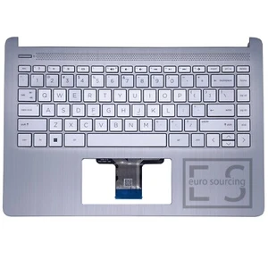 FOR HP 14S-DQ1009NF LAPTOP SILVER PALMREST COVER WITH US LAYOUT KEYBOARD - Zdjęcie 1 z 5