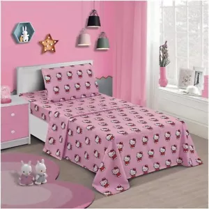 Juego de sábanas de cama Sanrio Hello Kitty tamaño doble rosa - Imagen 1 de 3
