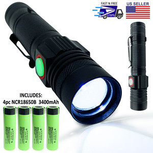 Cree XPE-R3 1000 Lumen LED Flashlight + 4pcs 3400mAh 3.7V NCR18650B Batteries