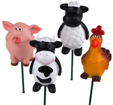 Farm Animal Garden Ornaments On Stake - Ideal For pots or pathway - Set of 4