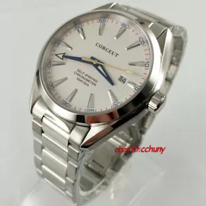 41mm corgeut white dial sapphire glass Steel watchband Automatic mens Watch 2861 - Picture 1 of 5