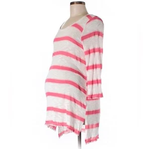 Motherhood Maternity Stripe Scoop Neck Tunic Top Pink Sz M - Picture 1 of 15