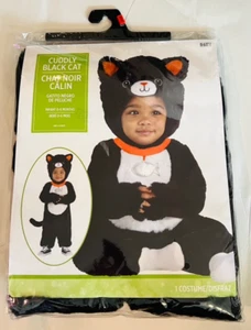 NEW Halloween CUDDLY BLACK CAT Costume Jumpsuit Hood Tail Infant 0 - 6 months - Picture 1 of 5