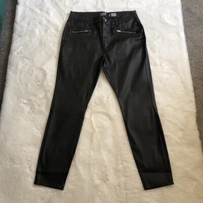 Black slim fit waxed jeans with zipped pockets - sz 16 . New  - Image 1 of 3