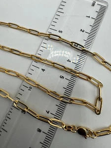 Cadena de cuello de eslabones de clip de oro amarillo de 9 quilates de 9x3,6 mm 18"/45 cm (093C) - Imagen 1 de 4