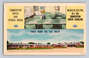 40er Jahre. SUMMERTON MOTEL & ESSZIMMER. SUMMERTON, SC.  POSTKARTE FF20 - Bild 1 von 2