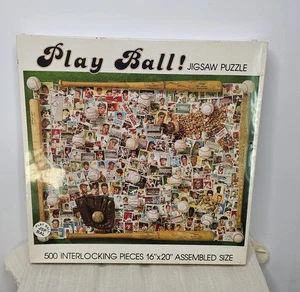 Rompecabezas de béisbol vintage 1990 Nordevco ¡Juega a la pelota! 500 piezas 16"x20" - Imagen 1 de 3