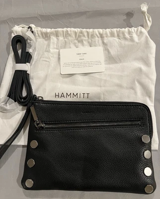 NWT $295 Hammitt Nash Small 2 Crossbody Wristlet Black Pebble Leather Gunmetal - Image 1 of 4
