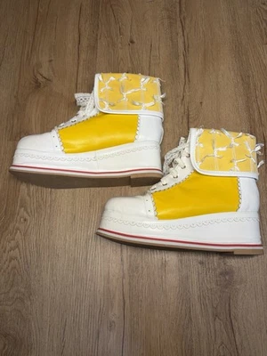 Botas de cuña Lolita Cosplay Brogue en amarillo y blanco para mujer talla 9,5 Foto 1 de 4