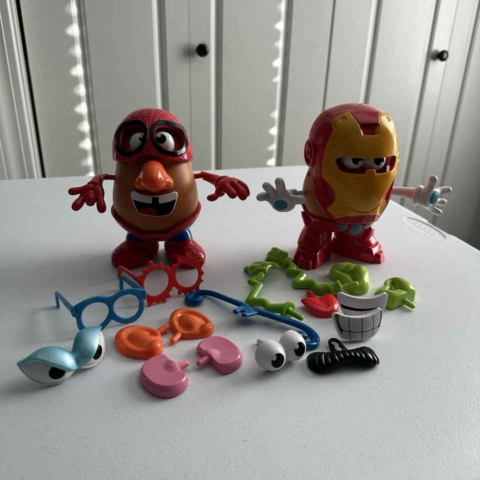Marvel Avengers Mr. Potato Head Iron Man Spider-Man Figures W/Accessories Lot - Image 1 of 2