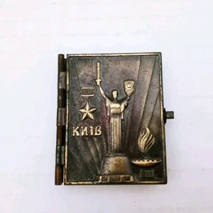 Vintage Soviet Era Mini Metal Kiev Souvenir Book With Photos - Picture 1 of 9