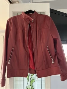 Red Genuine Leather Biker Style Jacket 12 - Picture 1 of 23