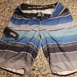 Pantalones cortos de tabla Billabong para hombre con cordón talla 34x11"/azul/rayas RN#99064 - Imagen 1 de 8