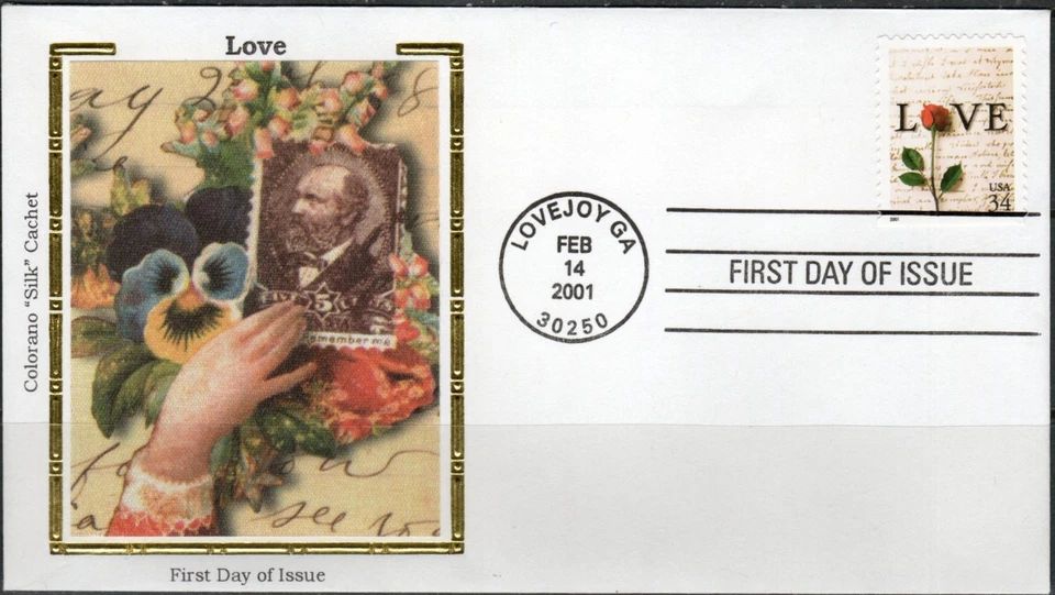 US Scott #3497  Colorano "Silk" Cachet, "Love", FDC - Image 1 of 1