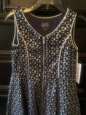 Vestido azul marino y plateado brillante para niñas Foto 1 de 4