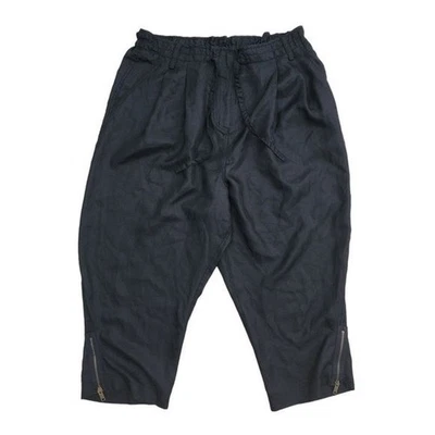 Calça de seda preta DKNY Pure nova com etiquetas estilo garcon sólido bolsos de gravata 8 - Imagem 1 de 4