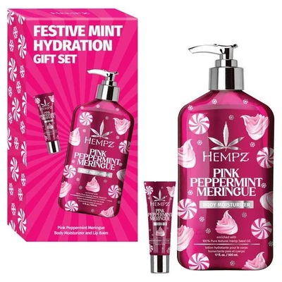 Hempz PINK PEPPERMINT MERINGUE Body Moisturizer Lotion *Festive Mint Duo Box Set - Image 1 of 4