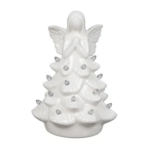Nativity LED Table Decor Ceramic Angel Tree, 7.25"H - Imagen 1 de 2