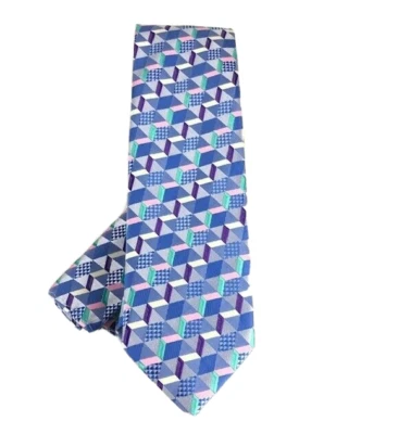 Barcelona Cravatte Men's Tie Hanky Cobalt Blue Lilac Teal Pink Royal Blue 3" - Image 1 of 4