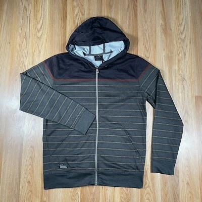 Sudadera con Capucha Oakley Frente Completo Cremallera Rayas Para Hombre Talla M Marrón Negro Poliéster Foto 1 de 4