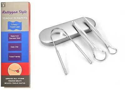 Juego de 3 raspadores de lengua con estuche de almacenamiento/viaje Foto 1 de 4