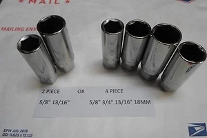Craftsman 3/8" Deep Spark Plug Sockets 2 OR 4 PIECE SET 5/8 3/4 13/16 18MM - Picture 1 of 1