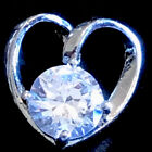 Vintage Sterling Silver Faceted  Crystal Heart Pendant