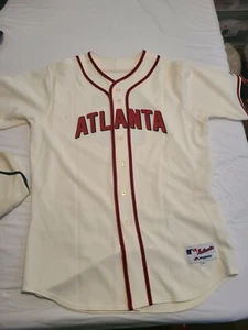 Majestic Atlanta Black Crackers Braves Game Worn Used AJ Pierzynski Jersey RARE - Picture 1 of 6