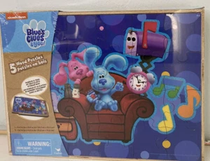 Nickelodeon Blue's Clues 5 Pack Wooden Puzzles with Storage Box - Picture 1 of 9