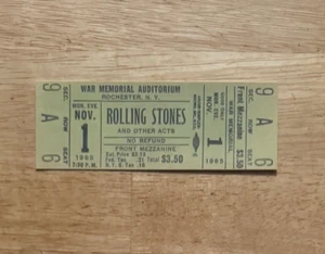 THE ROLLING STONES TICKET CONCERT WAR MEMORIAL AUDITORIUM ROCHESTER 11/01/1965 - Picture 1 of 2