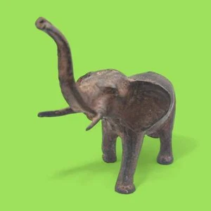 Vintage Cast Iron Elephant Statue with Raised Trunk - Picture 1 of 9
