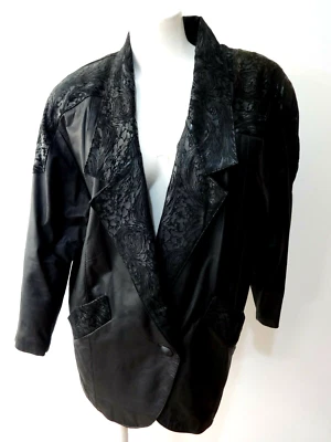 Fabuloso Vintage 1980'S Greg Adams MUJER Cuero Negro Chaqueta Talla M - Imagen 1 de 4