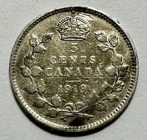 1919 Canada 5 Centesimi - .925 ARGENTO - Giorgio V - con DEI GRATIA - KM#22 - Foto 1 di 2
