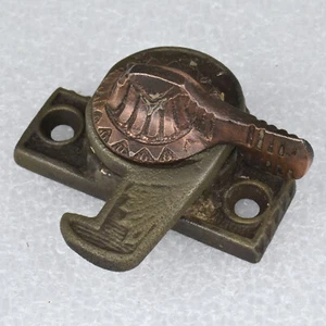 Vintage Antique Bronze & Cast Iron Eastlake Ornate Window Sash Latch Lock - Picture 1 of 14