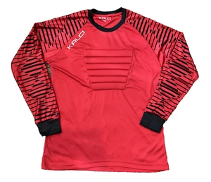 Kalci Padded Goalie Shirt Youth XL Red Black Soccer Long Sleeve Elbow Chest Pads - Picture 1 of 9