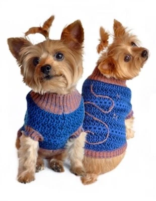 DOGGIE DESIGN Blue and Beige Starry Night Dog Sweater (Size XS) - Image 1 of 3