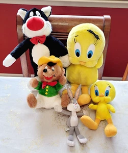 5 Piece Lot Looney Tunes Sylvester Talking Tweety Bugs Speedy Gonzales Plush - Picture 1 of 8