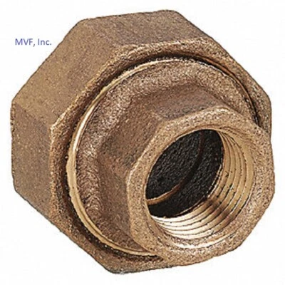 1/2" 125# NPT Pipe Hex union Red Brass Plumbing, Water Gas UL Lead-Free BR040441 - Image 1 of 4