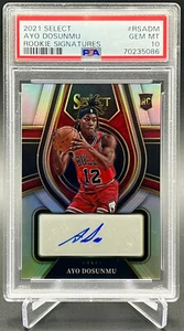 2021 Ayo Dosunmu Silver Auto /249 Rookie Signatures PSA 10 RC Panini Select - Picture 1 of 4