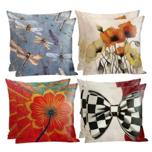 2x Abstract Floral Design Throw Pillow Cover Pillowcase Home Decor 18x18 24x24in - Picture 1 of 58