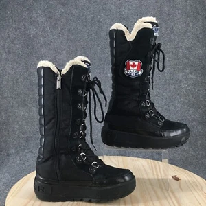 Pajar Waterproof Winter Boots Womens 7-7.5 Greenland Black Leather Side Zip Mid - Picture 1 of 17