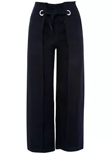 Topshop Moto Jeans Size 24 0 Denim 30 Inseam Cropped Tie Wide Leg Cotton Indigo - Picture 1 of 7