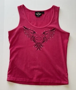 Vintage Y2K Women’s Harley Davidson Pink Tank Top Size Large Biker - Picture 1 of 7