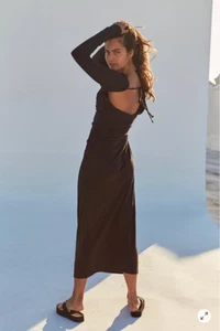 NWT Free People Beach Clara Open Back Midi Dress Black Sz XS - Picture 1 of 8