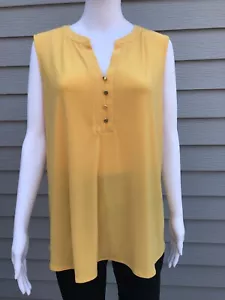 Anne Klein Women's Blouse Shirt Yellow v- Neck Sleeveless Top Size 1X - Picture 1 of 24