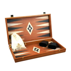Mahogany Manopoulos Backgammon Set 20 Inch - Picture 1 of 6