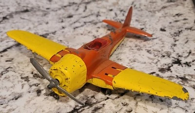 Hubley Kiddie Toy 495 Orange and Yellow Diecast Airplane! - Image 1 of 3